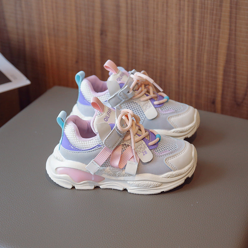 Pantofi casual pentru copii Vara 2023 New Girls New Girls Single Mesh Hollow-out Toddler Kids Teen Adidași de sport Culoare Potrivire pantofi de alergare