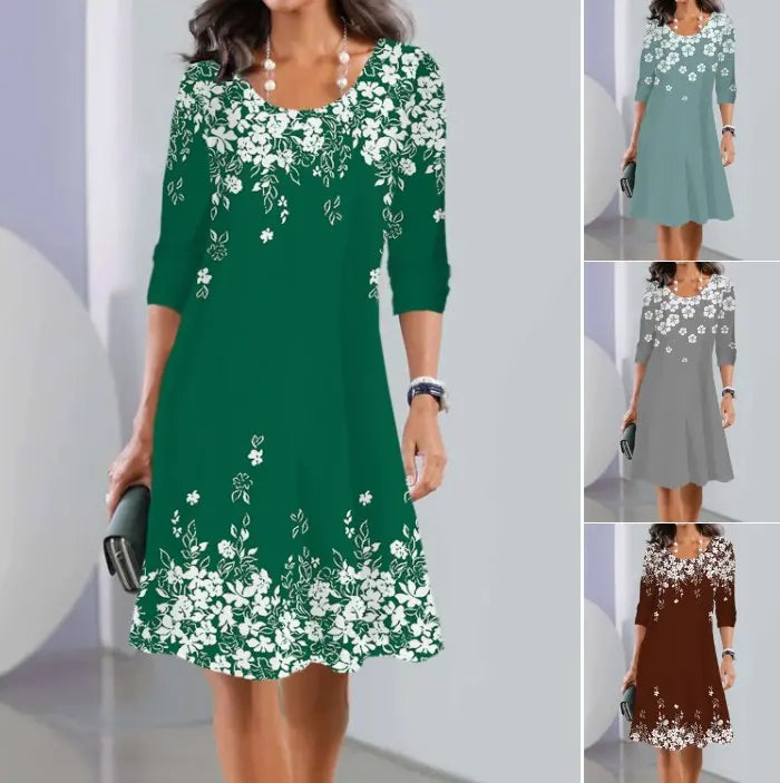 【Cumpărați 1 obțineți 1 gratuit】【XS-5XL】Rochie midi nouă de toamnă cu decolteu rotund și mâneci lungi