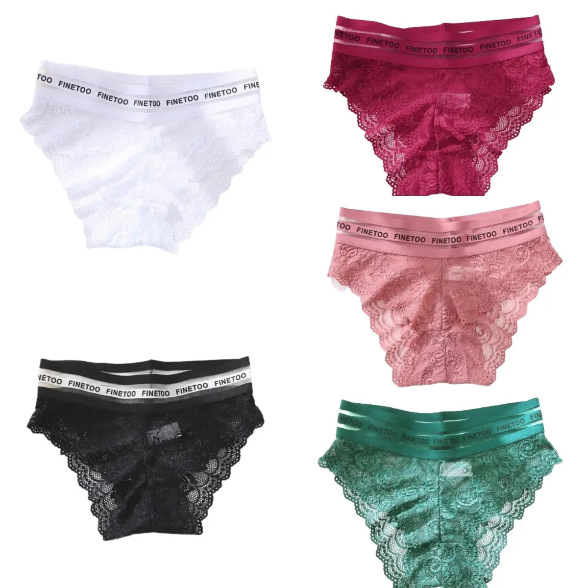 【5 bucăți】 Chiloți Transparenti Sexy De Dantela De Damă cu talie mijlocie