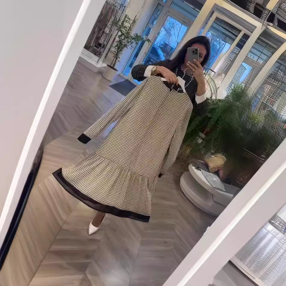 【50%OFF】【S-3XL】Rochie elegantă din bumbac de înaltă calitate, cu model în buline