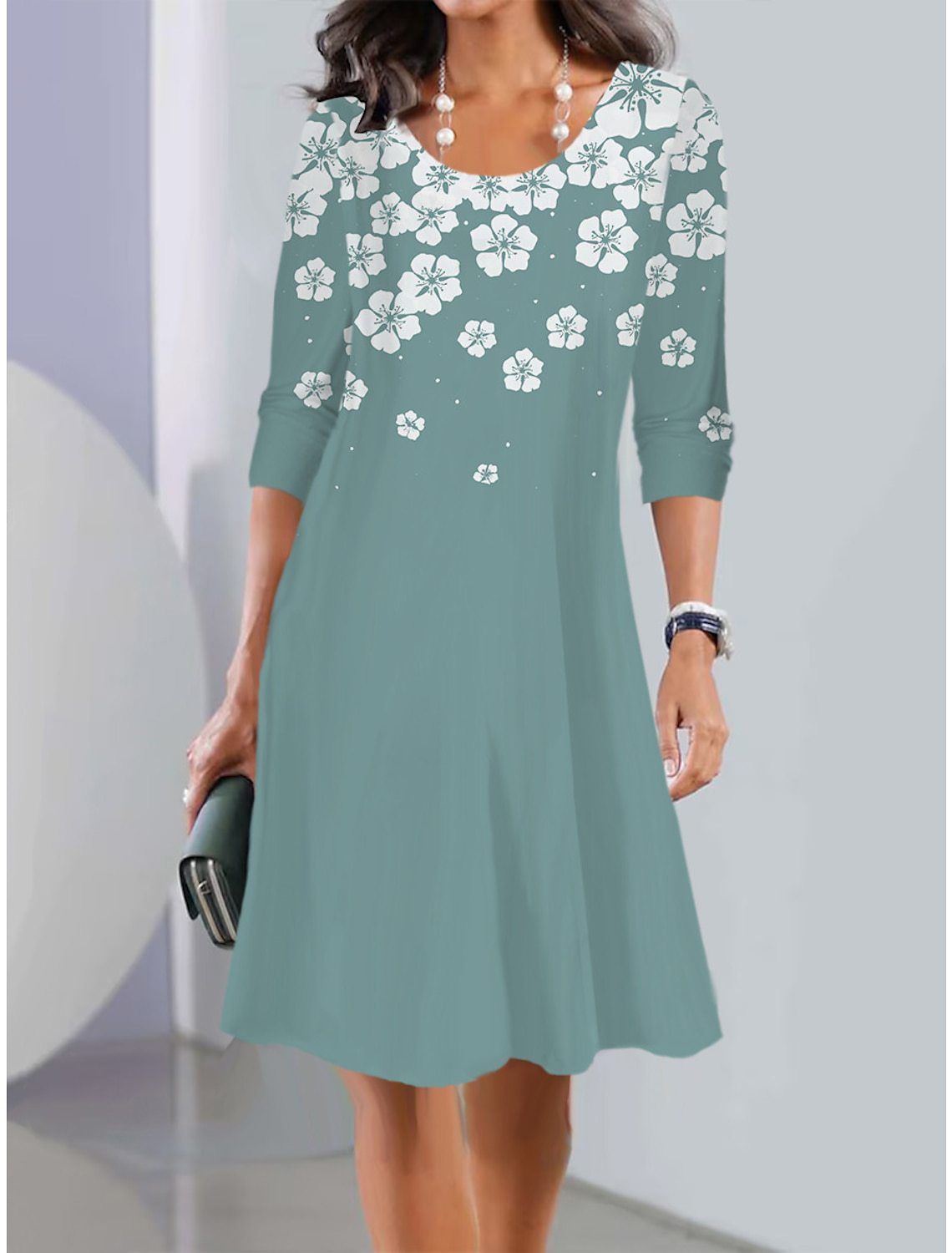 【Cumpărați 1 obțineți 1 gratuit】【XS-5XL】Rochie midi nouă de toamnă cu decolteu rotund și mâneci lungi