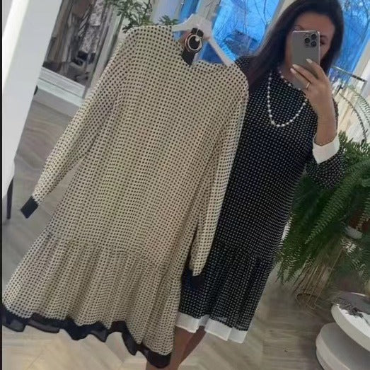 【50%OFF】【S-3XL】Rochie elegantă din bumbac de înaltă calitate, cu model în buline
