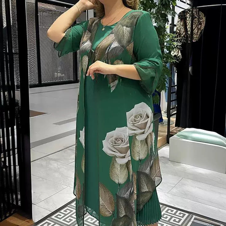 【5O%OFF】【S-5XL】2024 Noi rochii florale verzi noi verzi