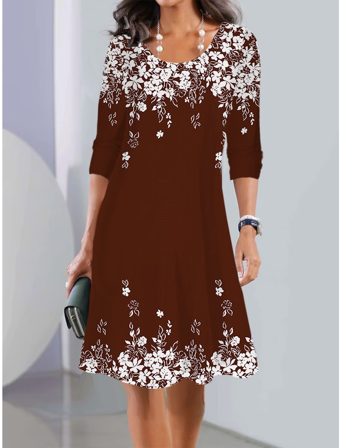 【Cumpărați 1 obțineți 1 gratuit】【XS-5XL】Rochie midi nouă de toamnă cu decolteu rotund și mâneci lungi