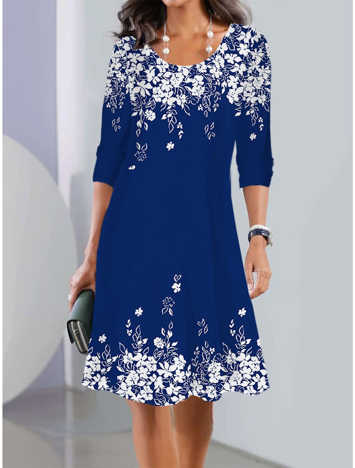 【Cumpărați 1 obțineți 1 gratuit】【XS-5XL】Rochie midi nouă de toamnă cu decolteu rotund și mâneci lungi