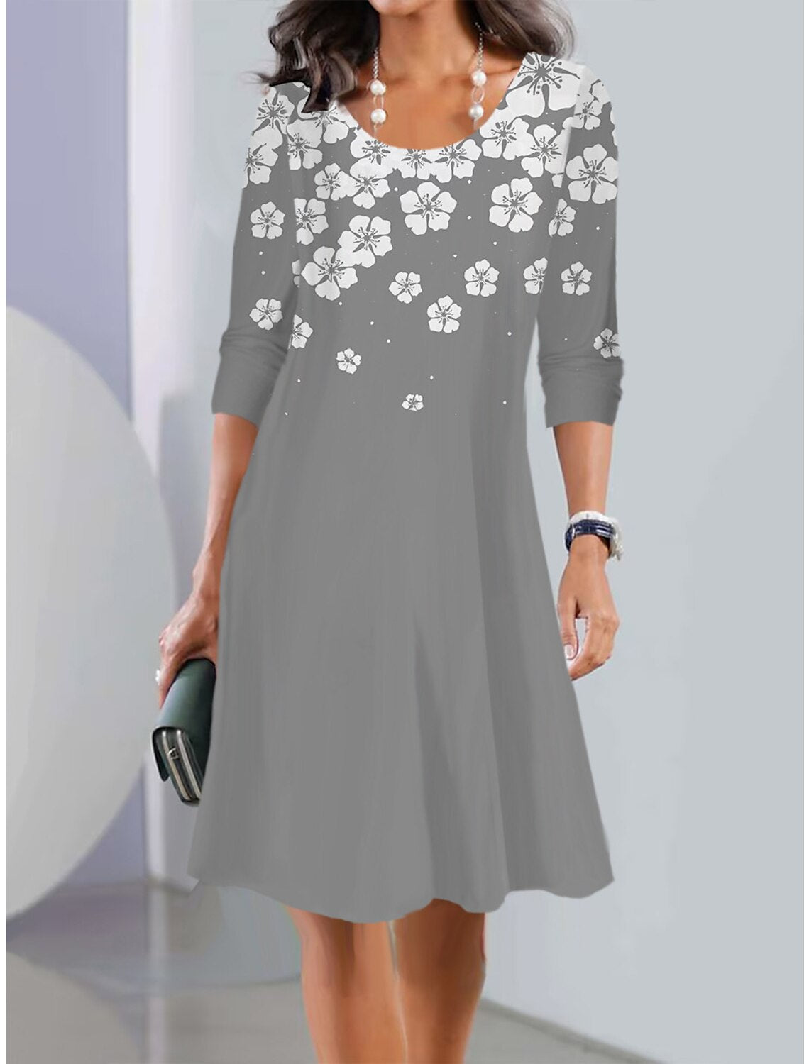 【Cumpărați 1 obțineți 1 gratuit】【XS-5XL】Rochie midi nouă de toamnă cu decolteu rotund și mâneci lungi