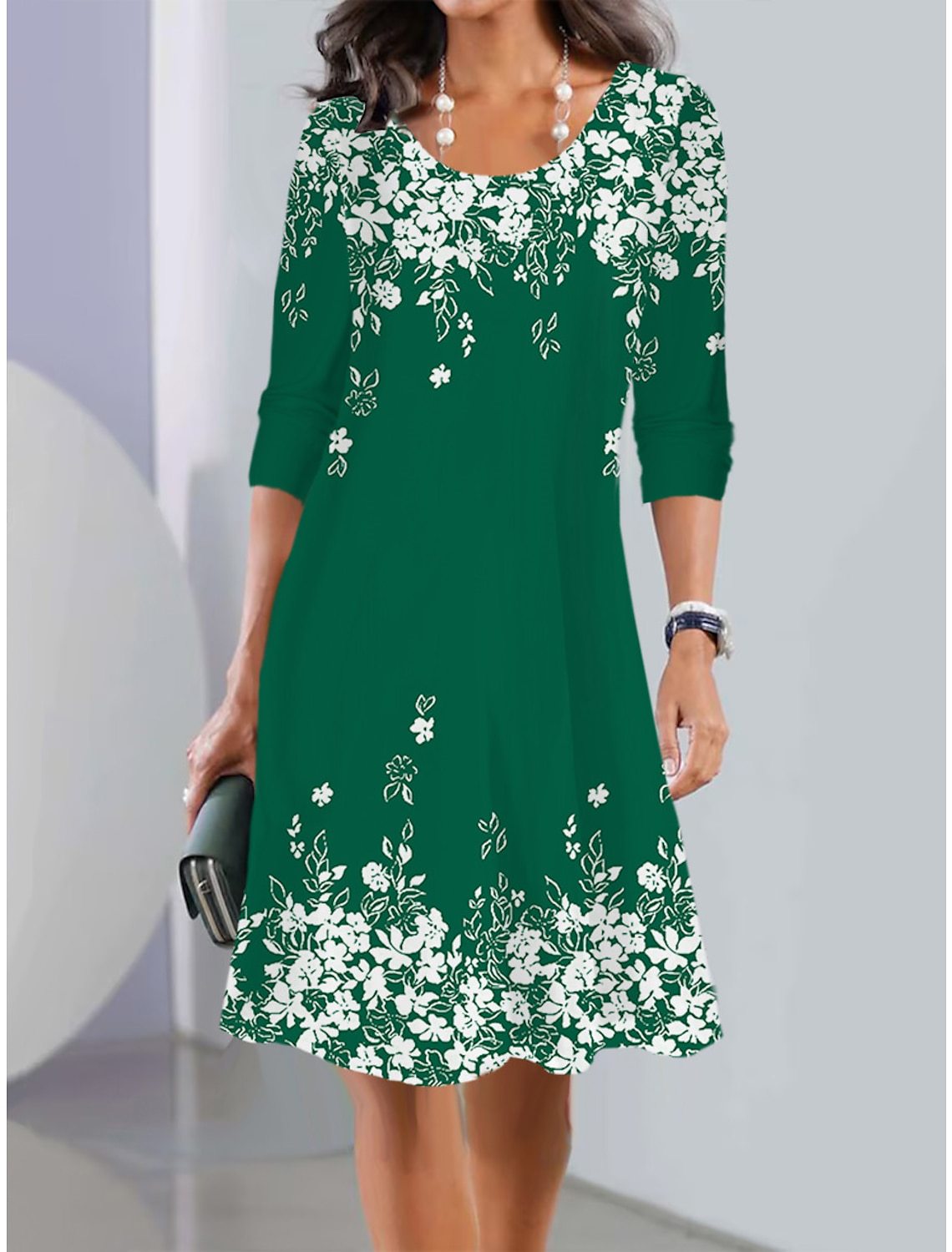 【Cumpărați 1 obțineți 1 gratuit】【XS-5XL】Rochie midi nouă de toamnă cu decolteu rotund și mâneci lungi