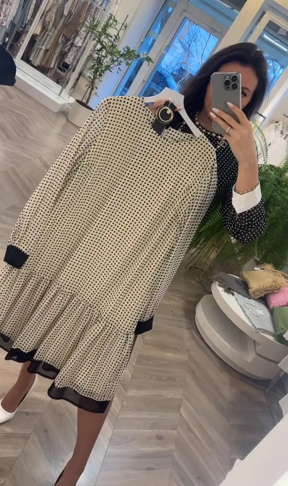 【50%OFF】【S-3XL】Rochie elegantă din bumbac de înaltă calitate, cu model în buline