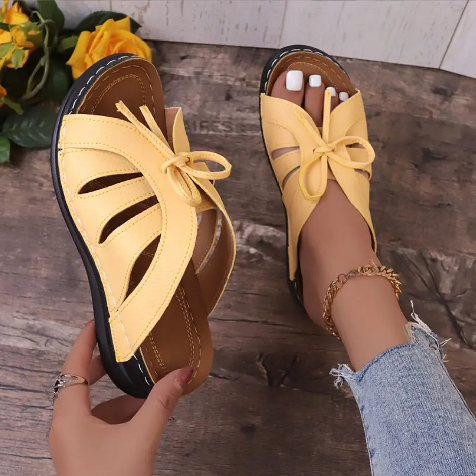 【cumpără 1 primești 1 gratis】🥰【35~43】Sandale elegante de damă cu bowknot peep toe slide - slip-on confortabile în aer liber cu suport pentru arc și spate cu bretele