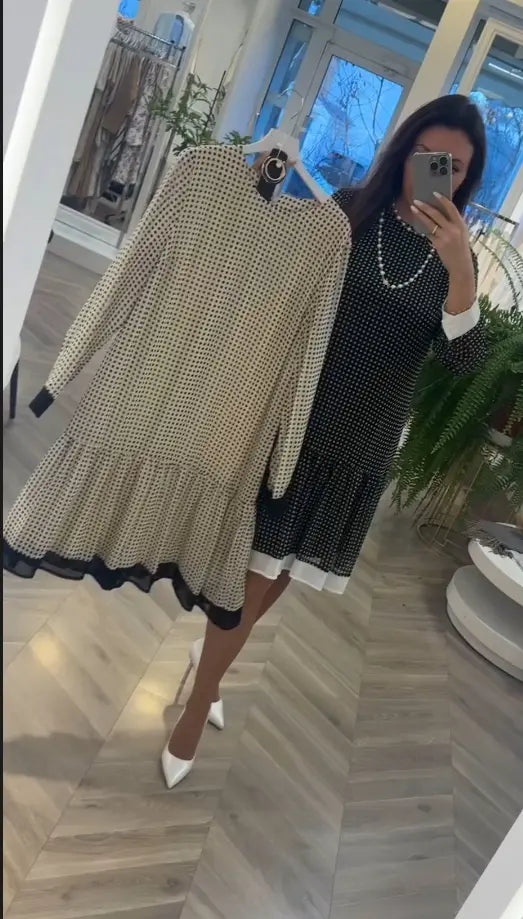 【50%OFF】【S-3XL】Rochie elegantă din bumbac de înaltă calitate, cu model în buline