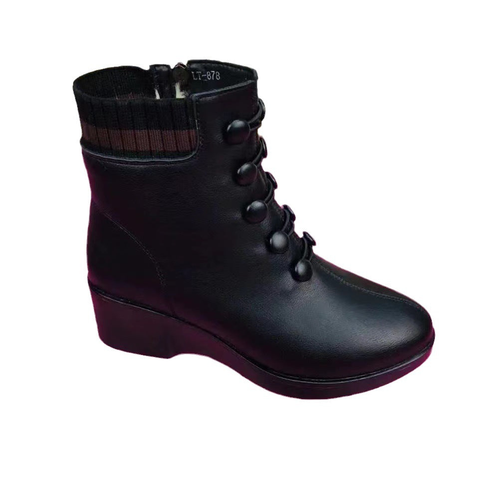 2023 Winter New Tiktok New Tiktok Same Wedge Wool Winter Women's Shoes Rubber Soft Sole Women's Shoes Producător One Piece Tiktok