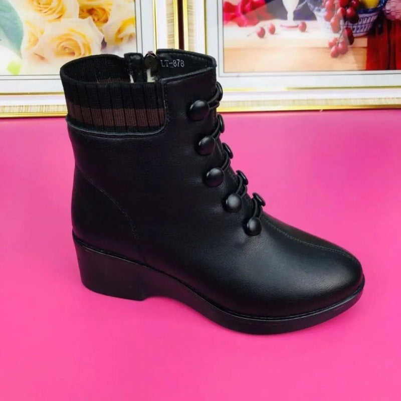 2023 Winter New Tiktok New Tiktok Same Wedge Wool Winter Women's Shoes Rubber Soft Sole Women's Shoes Producător One Piece Tiktok