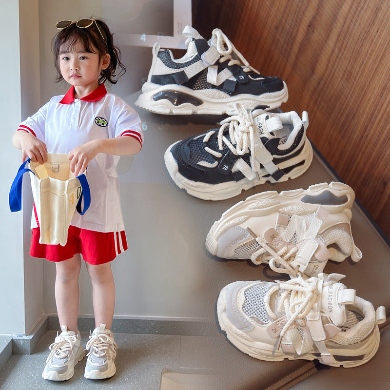 Pantofi casual pentru copii Vara 2023 New Girls New Girls Single Mesh Hollow-out Toddler Kids Teen Adidași de sport Culoare Potrivire pantofi de alergare