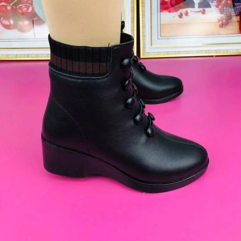 2023 Winter New Tiktok New Tiktok Same Wedge Wool Winter Women's Shoes Rubber Soft Sole Women's Shoes Producător One Piece Tiktok