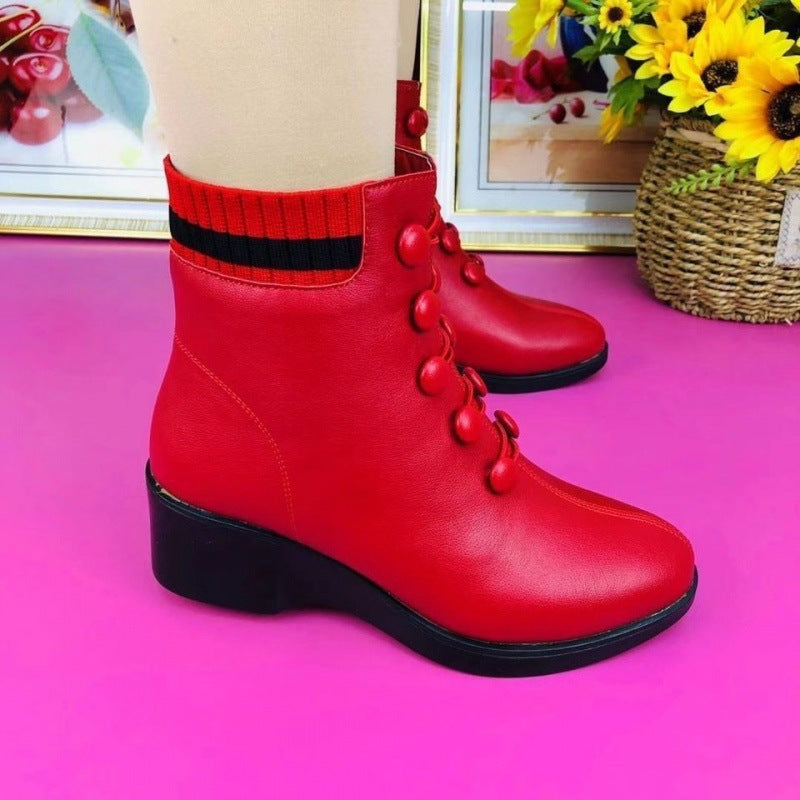 2023 Winter New Tiktok New Tiktok Same Wedge Wool Winter Women's Shoes Rubber Soft Sole Women's Shoes Producător One Piece Tiktok