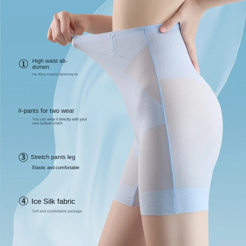 Vara New Belly Pants Ultra-subțire de gheață senzație de gheață fără cusături Butt-Lift lenjerie de corp centura mai mică burtă de contracție puternic Hip Shaping pantaloni de antrenament pentru femei